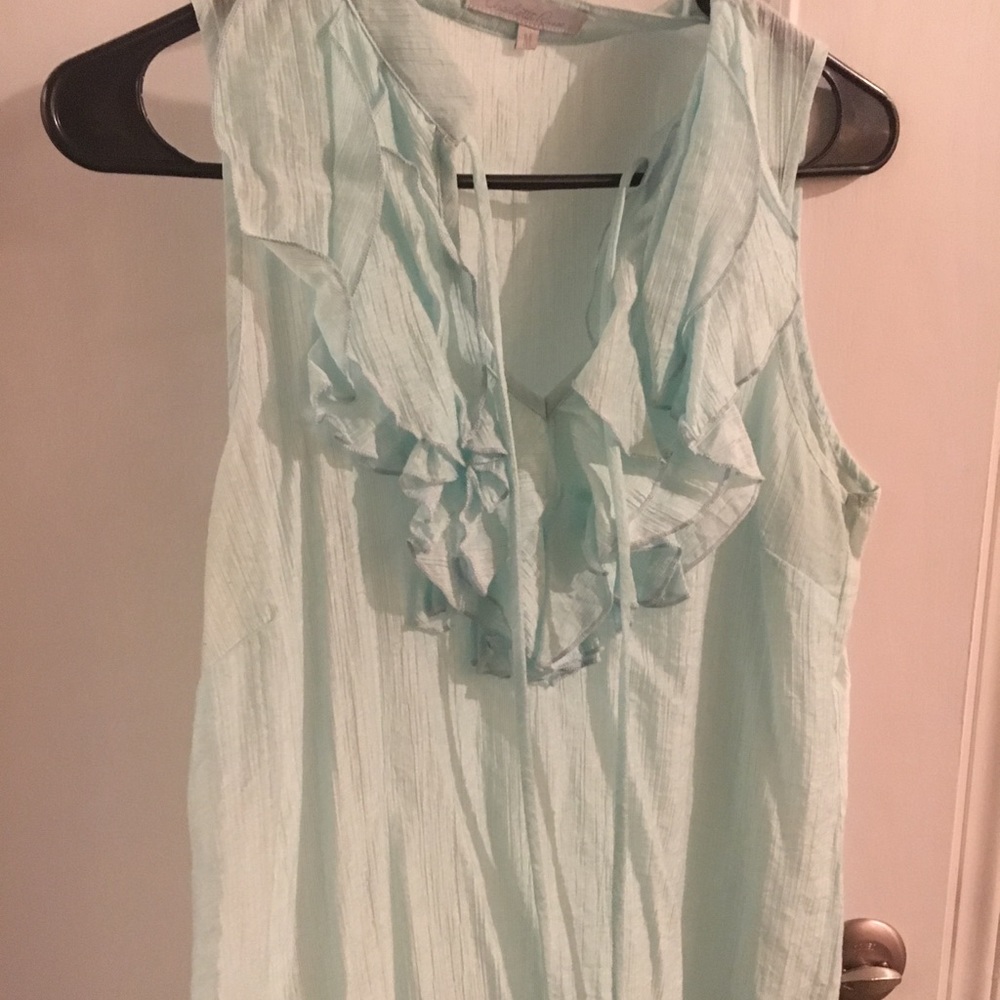 Aqua ruffle tank